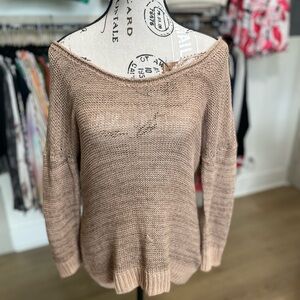 Rubbish Off-the-Shoulder Tan Sweater